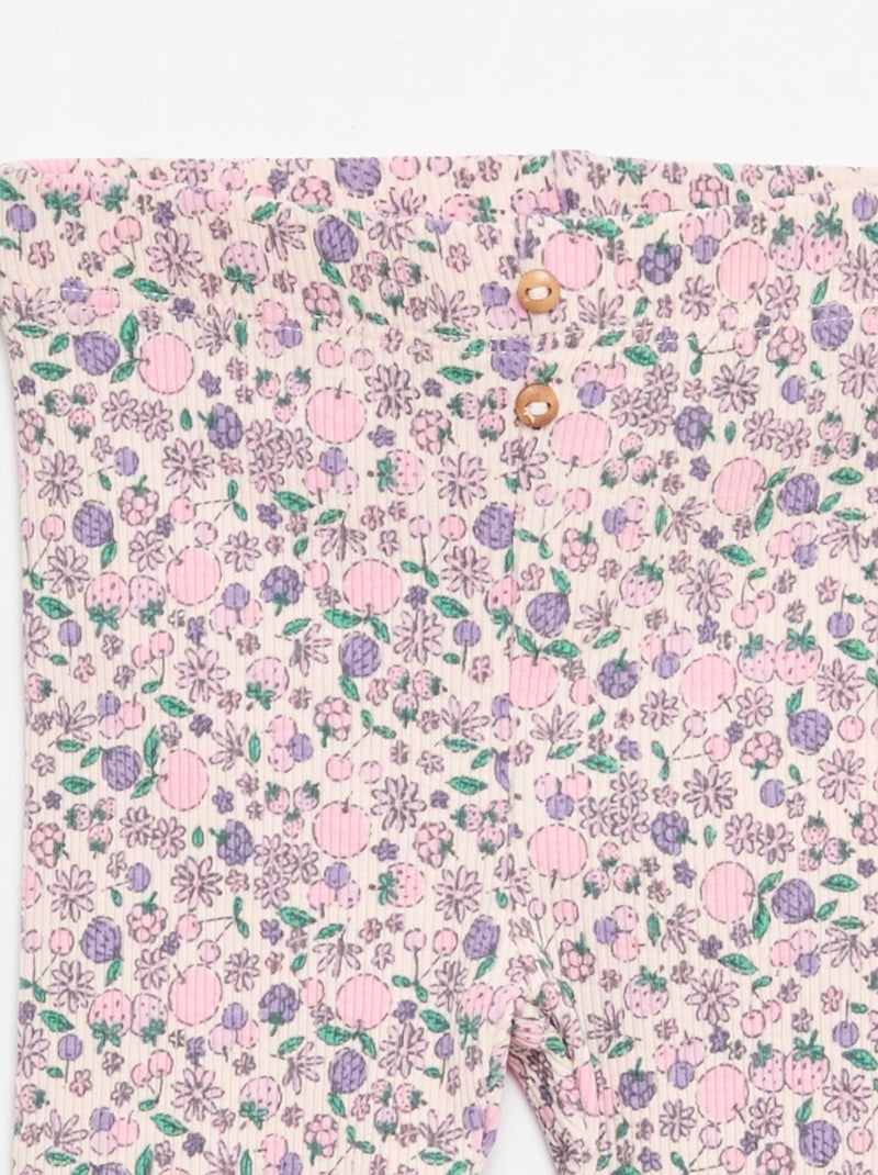 Legging long côtelé à motif Rose - Kiabi