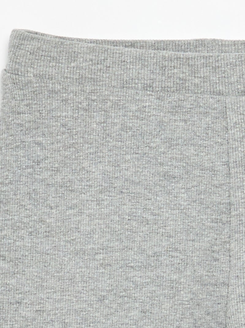 Legging long côtelé uni Gris - Kiabi