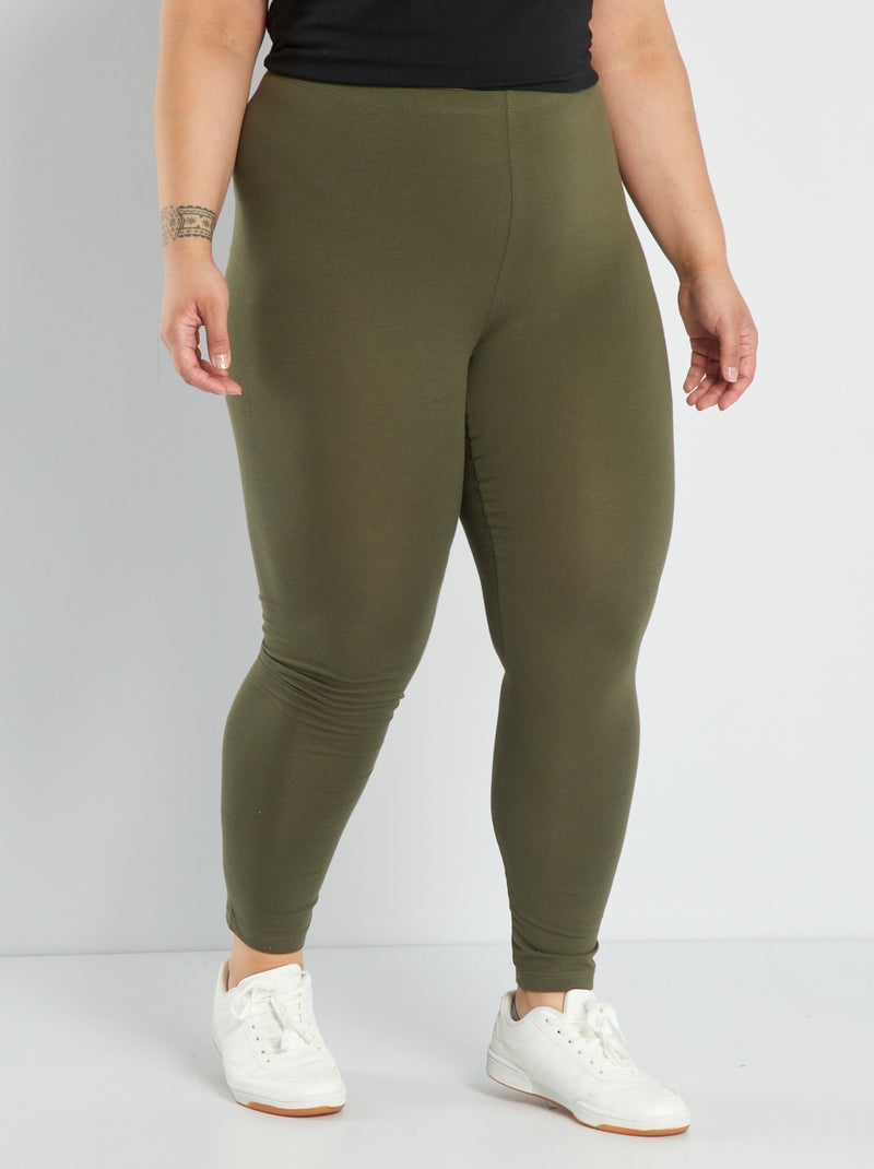 Legging long coton stretch Kaki - Kiabi