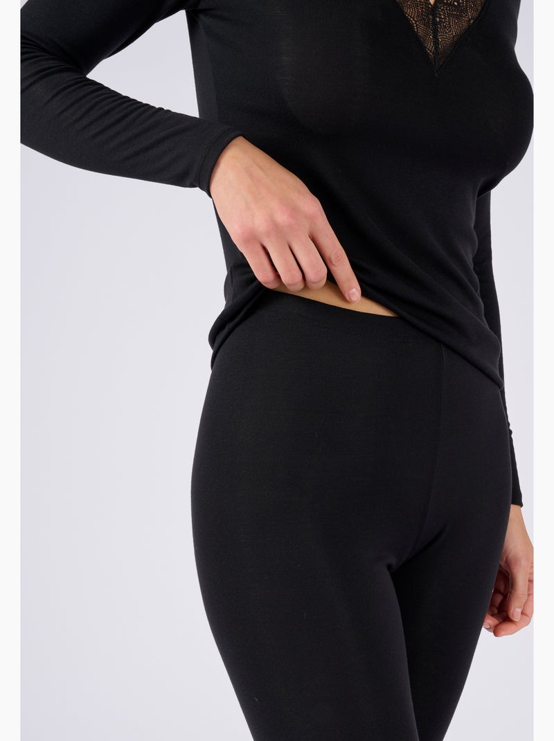 Legging long dentelle Thermolactyl Sensitive thermique - Damart Noir - Kiabi