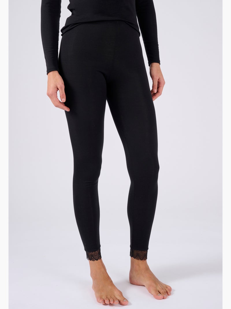 Legging long dentelle Thermolactyl Sensitive thermique - Damart Noir - Kiabi