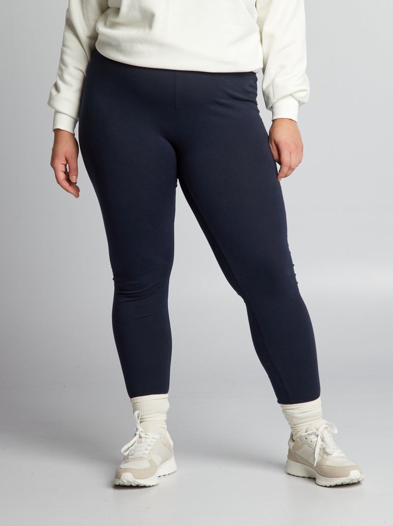 Legging long en coton bleu marine - Kiabi