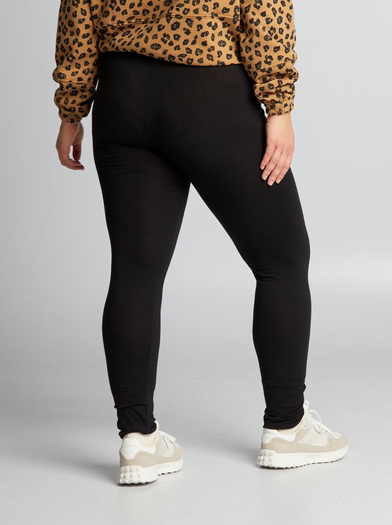 Legging long en coton noir - Kiabi