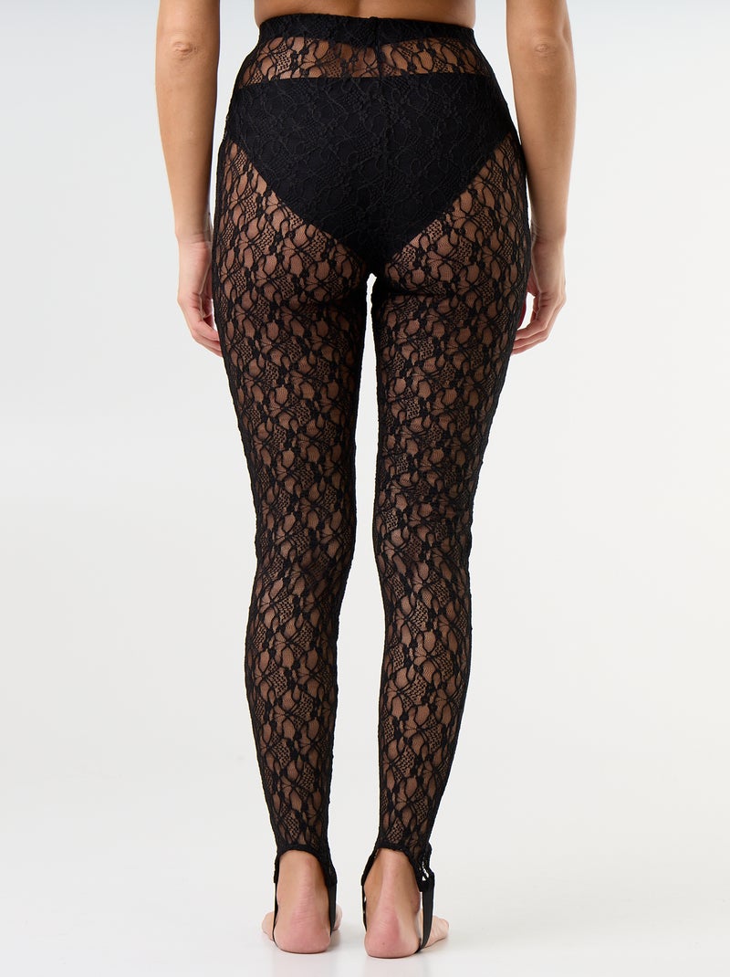 Legging long en dentelle Noir - Kiabi
