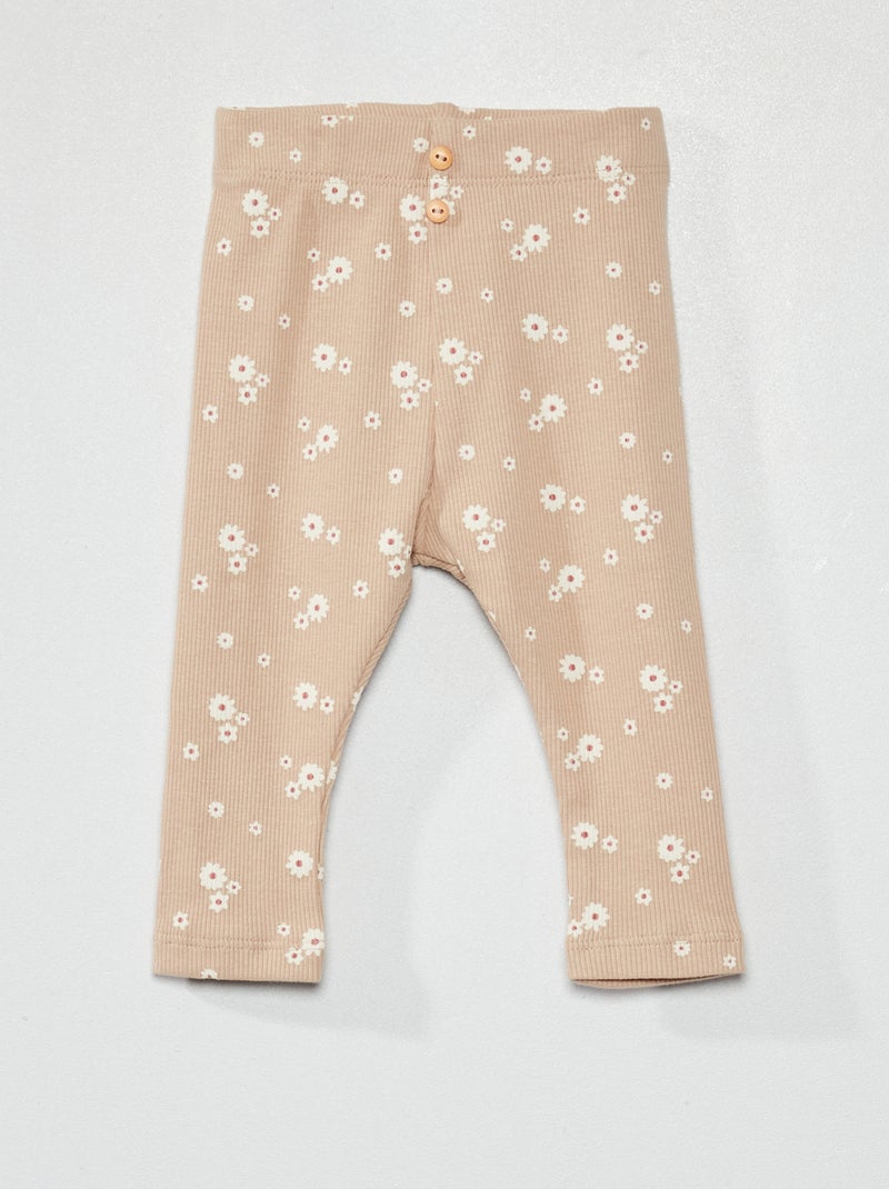 Legging long en jersey avec imprimé Beige - Kiabi