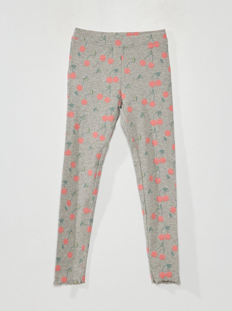Legging long en maille côtelée Gris/rose - Kiabi