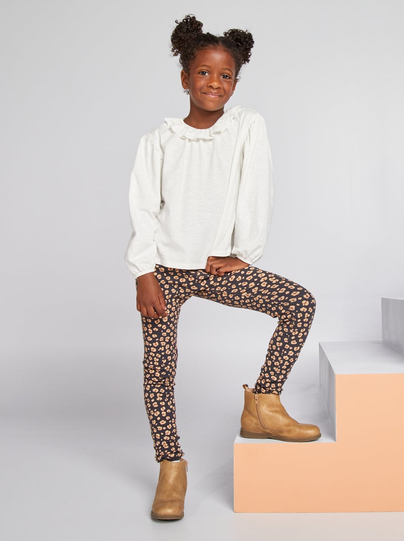 Legging long en maille côtelée Noir - Kiabi