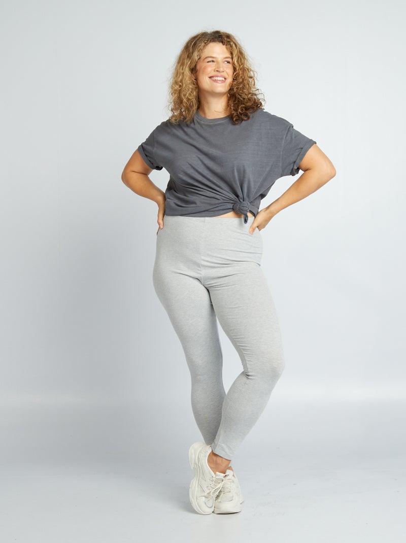 Legging long en maille stretch Gris - Kiabi