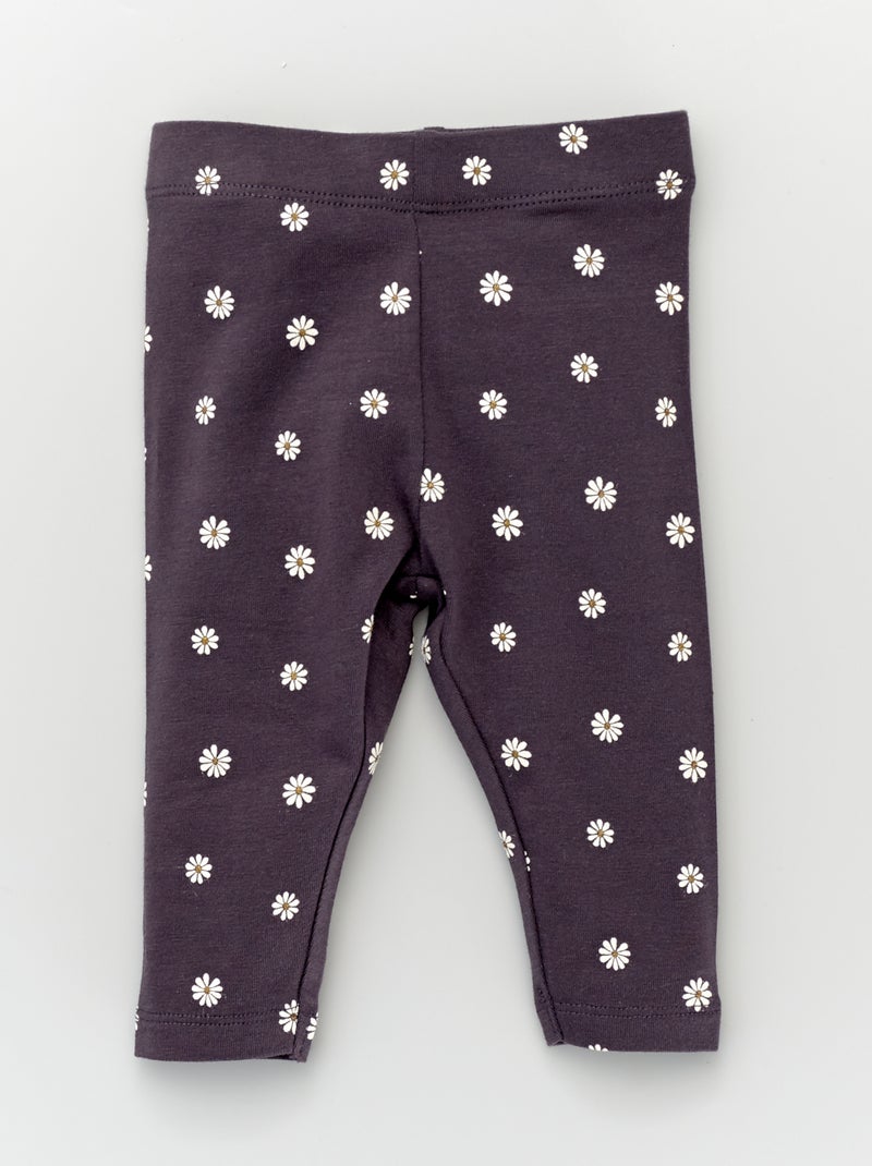 Legging long fantaisie Gris 'marguerite' - Kiabi
