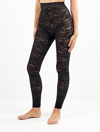 Legging long gainant sans coutures, en dentelle florale