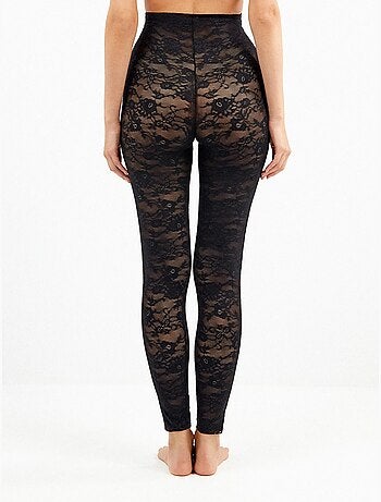 Legging long gainant sans coutures, en dentelle florale
