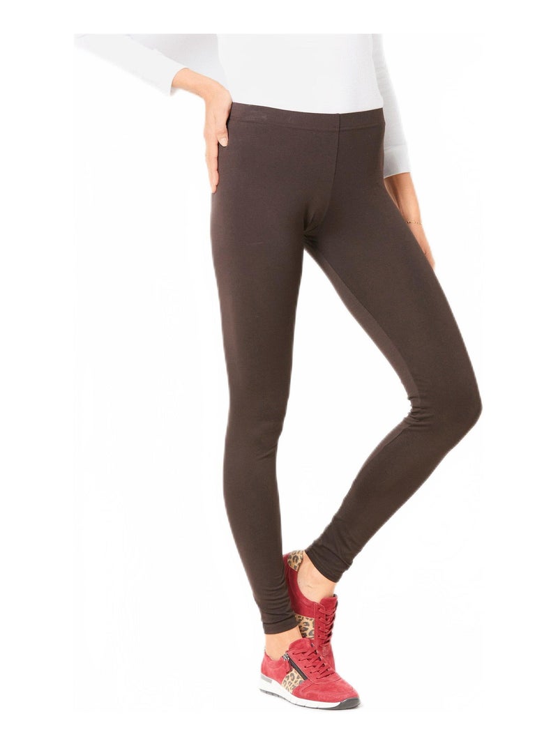 Legging long uni ceinture élastiquée Marron - Kiabi