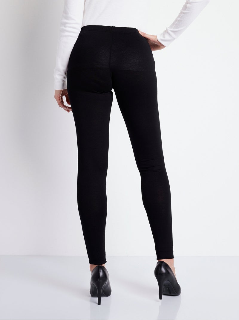 Legging long uni ceinture élastiquée Noir - Kiabi