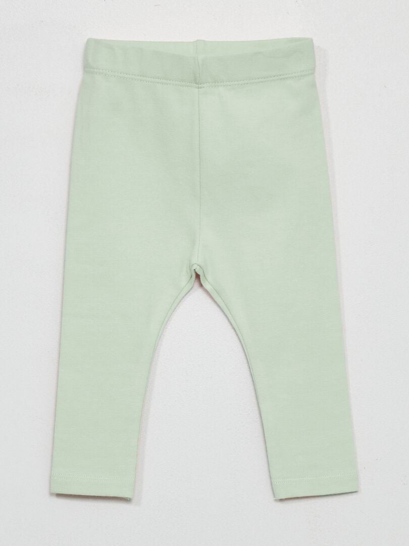 Legging long uni en maille jersey vert cendré - Kiabi