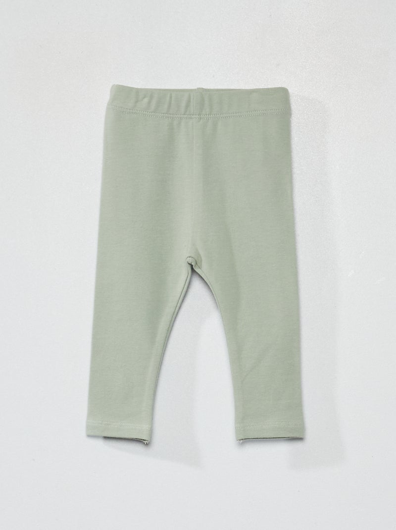 Legging long uni en maille jersey vert cendré - Kiabi