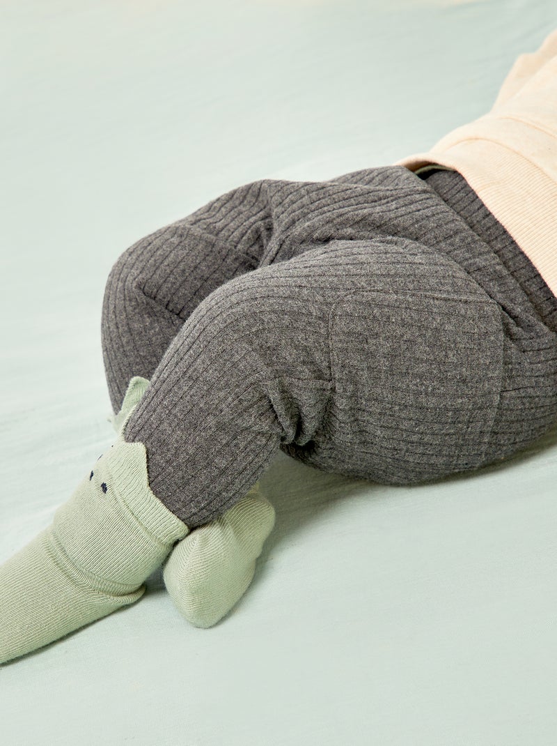 Legging maille côtelée + chaussettes Anthracite - Kiabi