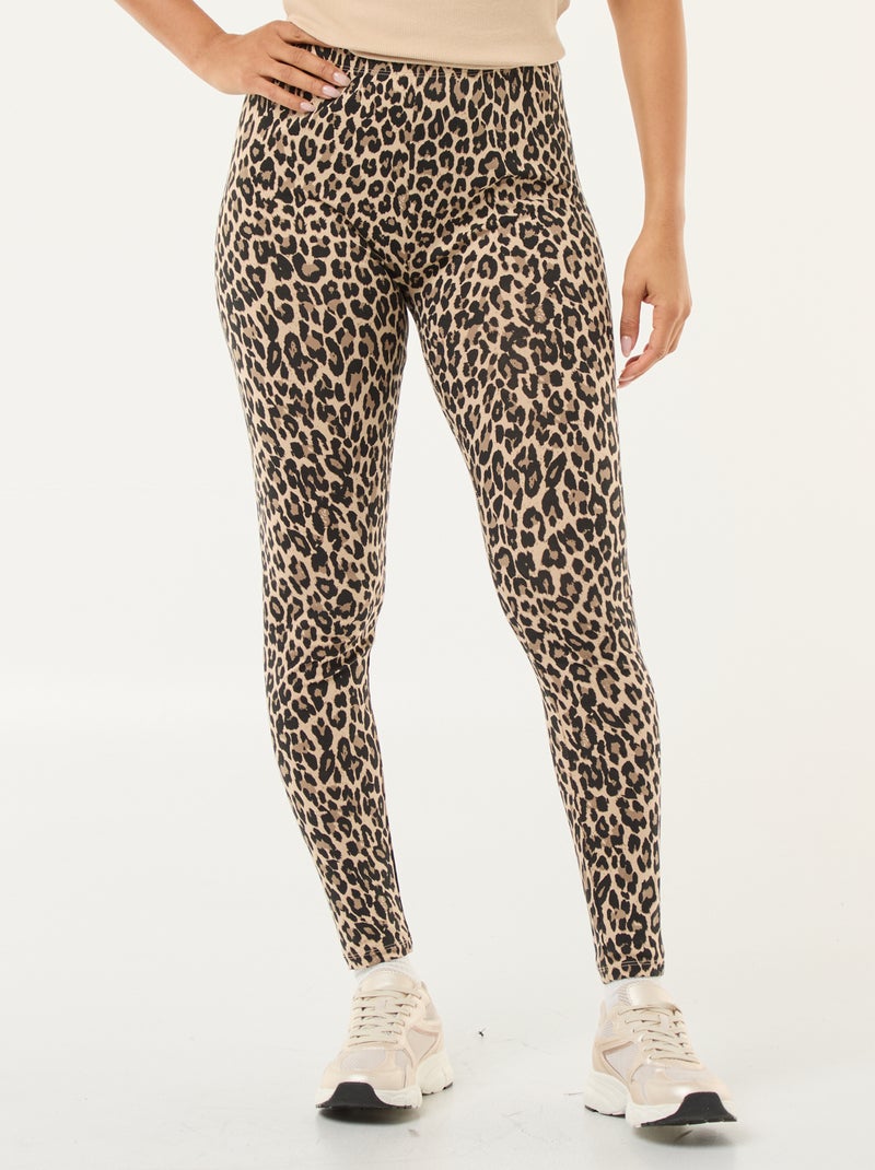 Legging pour femme en maille légère à motif fantaisie Beige - Kiabi