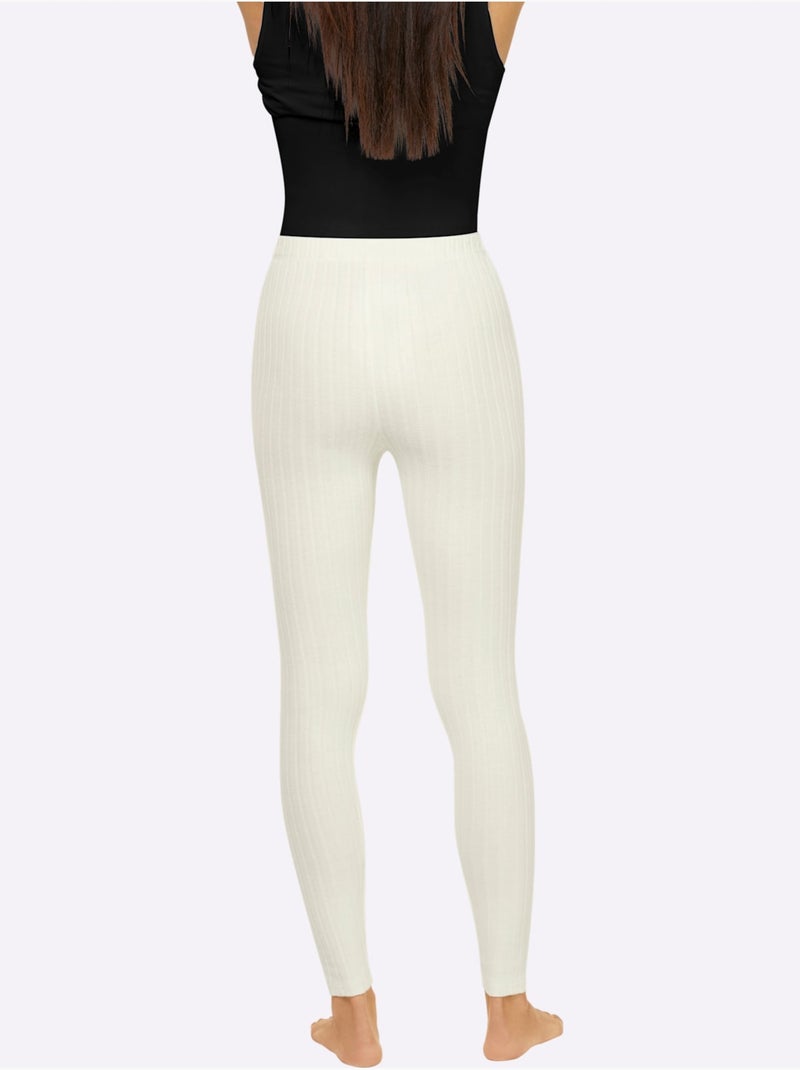 Legging Qualité Côtelée Confortable - Taille Standard - Witt Ecru - Kiabi