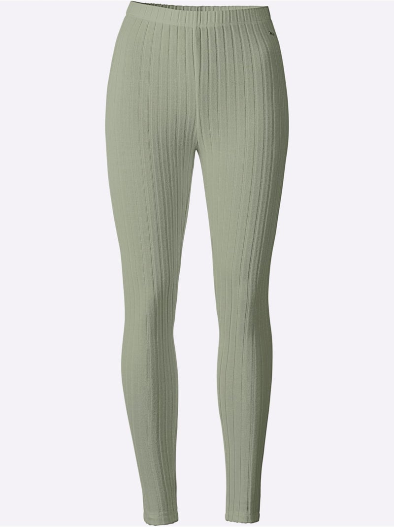 Legging Qualité Côtelée Confortable - Taille Standard - Witt Vert tilleul - Kiabi
