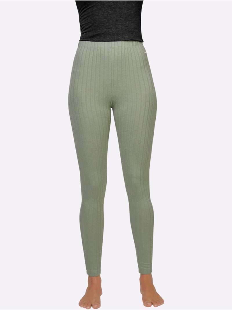 Legging Qualité Côtelée Confortable - Taille Standard - Witt Vert tilleul - Kiabi