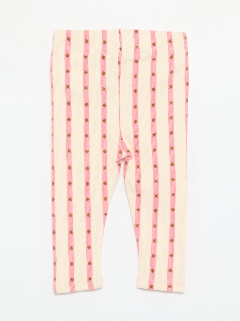Legging rayé en maille côtelée Blanc - Kiabi