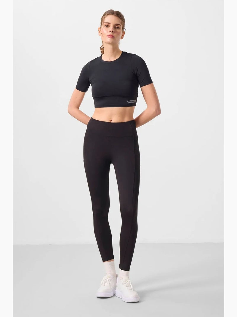 Legging skinny taille haute avec poche tommy Noir - Kiabi
