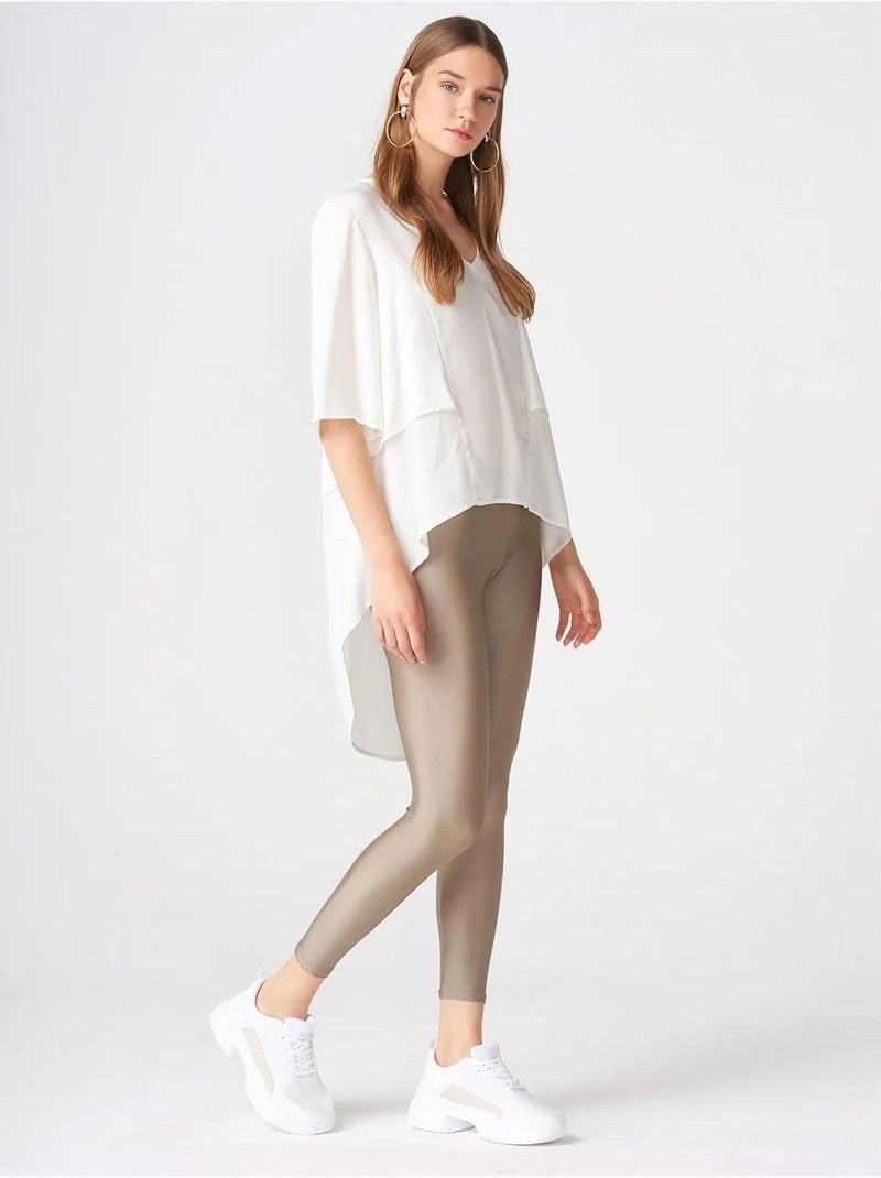 Legging slim à taille haute dilvin Grège - Kiabi