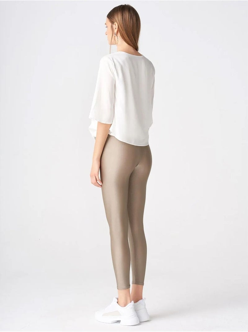 Legging slim à taille haute dilvin Grège - Kiabi