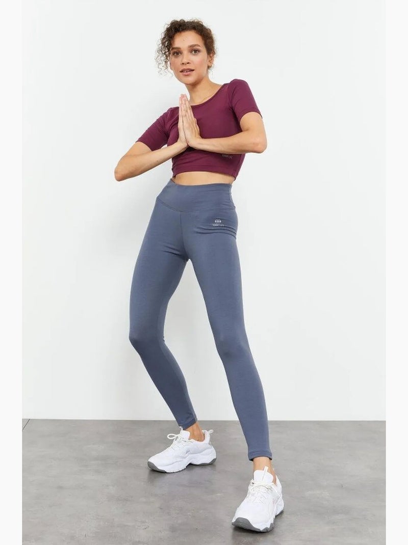 Legging slim taille haute en jersey coton-lycra tommy Gris moyen - Kiabi