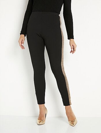 Legging taille élastiquée côtés brillants - Afibel