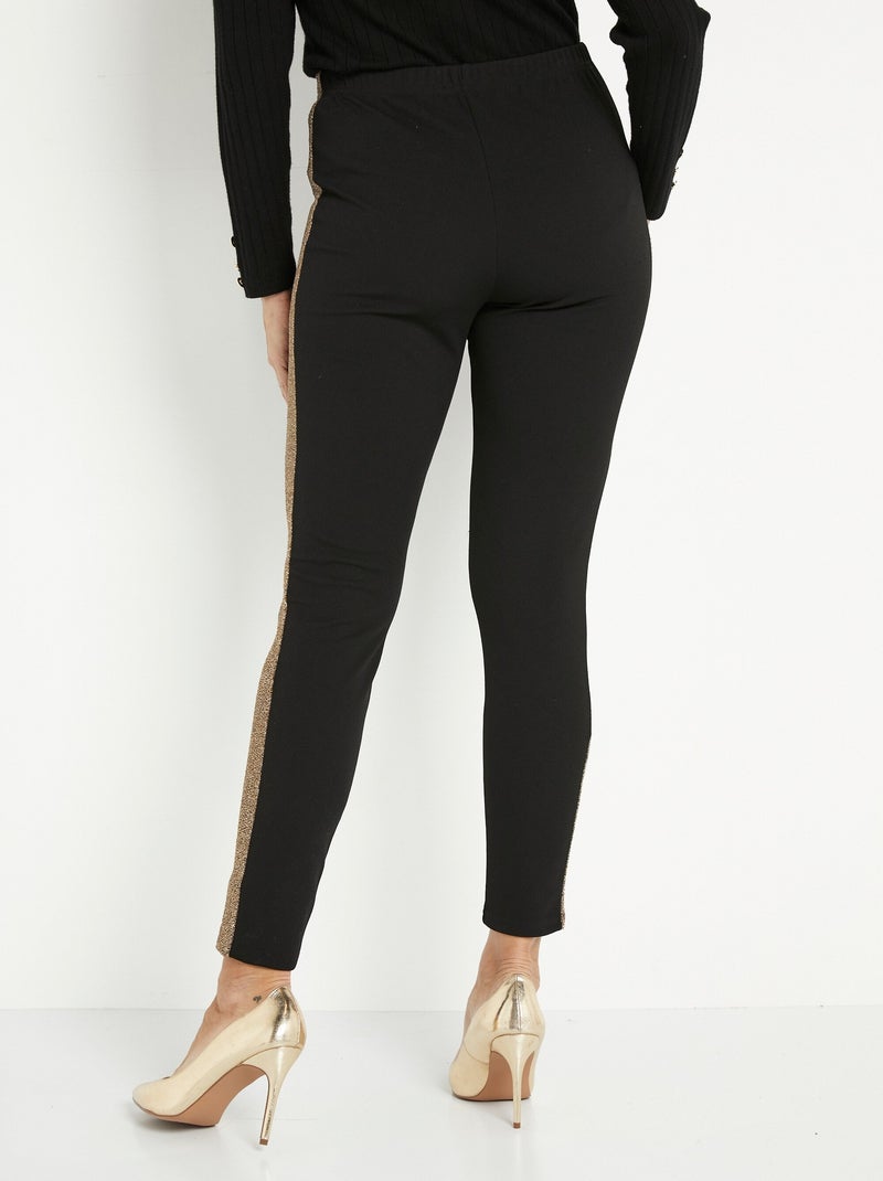 Legging taille élastiquée côtés brillants - Afibel Noir Doré - Kiabi