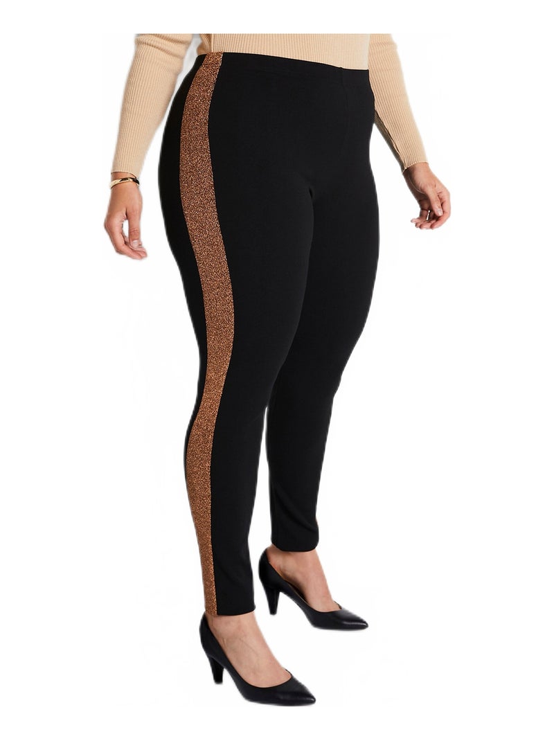 Legging taille élastiquée côtés brillants Noir - Kiabi