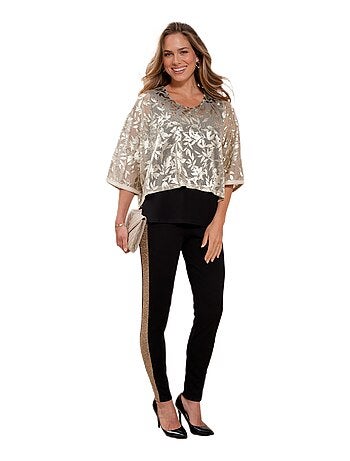 Legging taille élastiquée côtés brillants