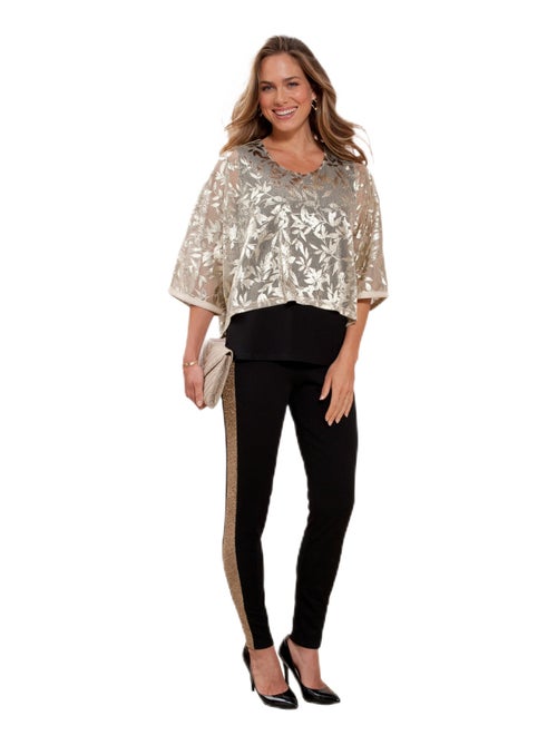 Legging taille élastiquée côtés brillants - Kiabi