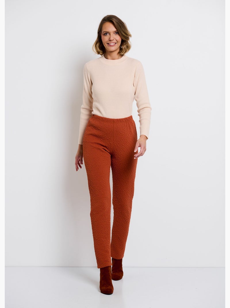 Legging taille élastiquée extensible uni ou bicolore - Afibel Brique - Kiabi