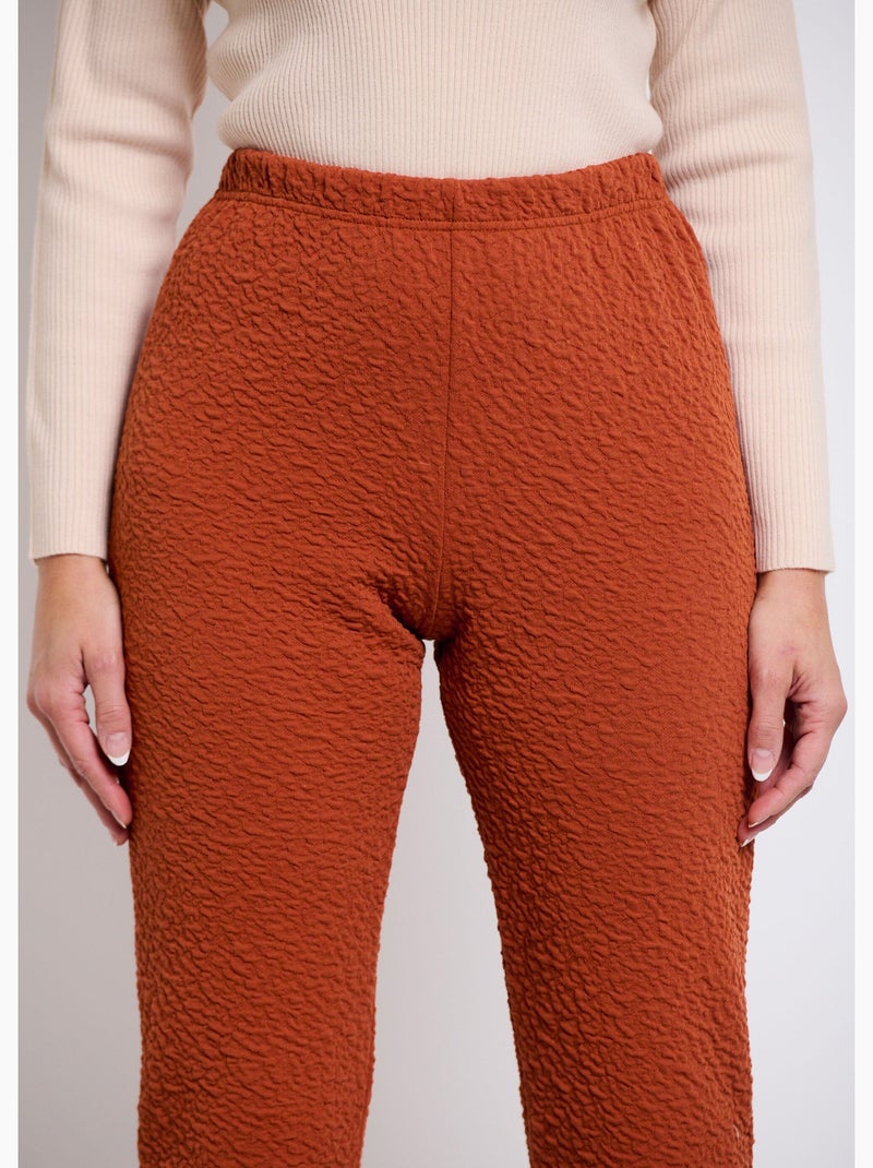 Legging taille élastiquée extensible uni ou bicolore - Afibel Brique - Kiabi