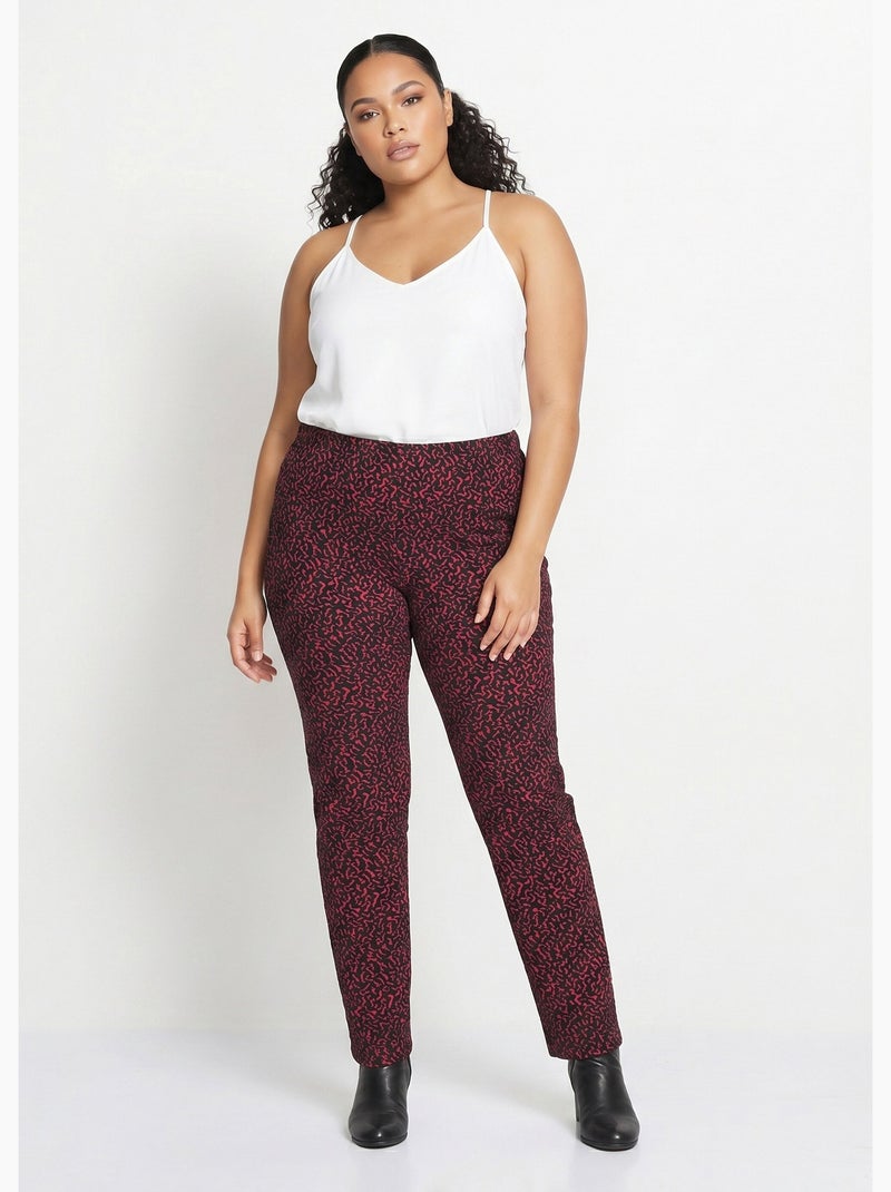 Legging taille élastiquée extensible uni ou bicolore - Afibel Framboise - Kiabi