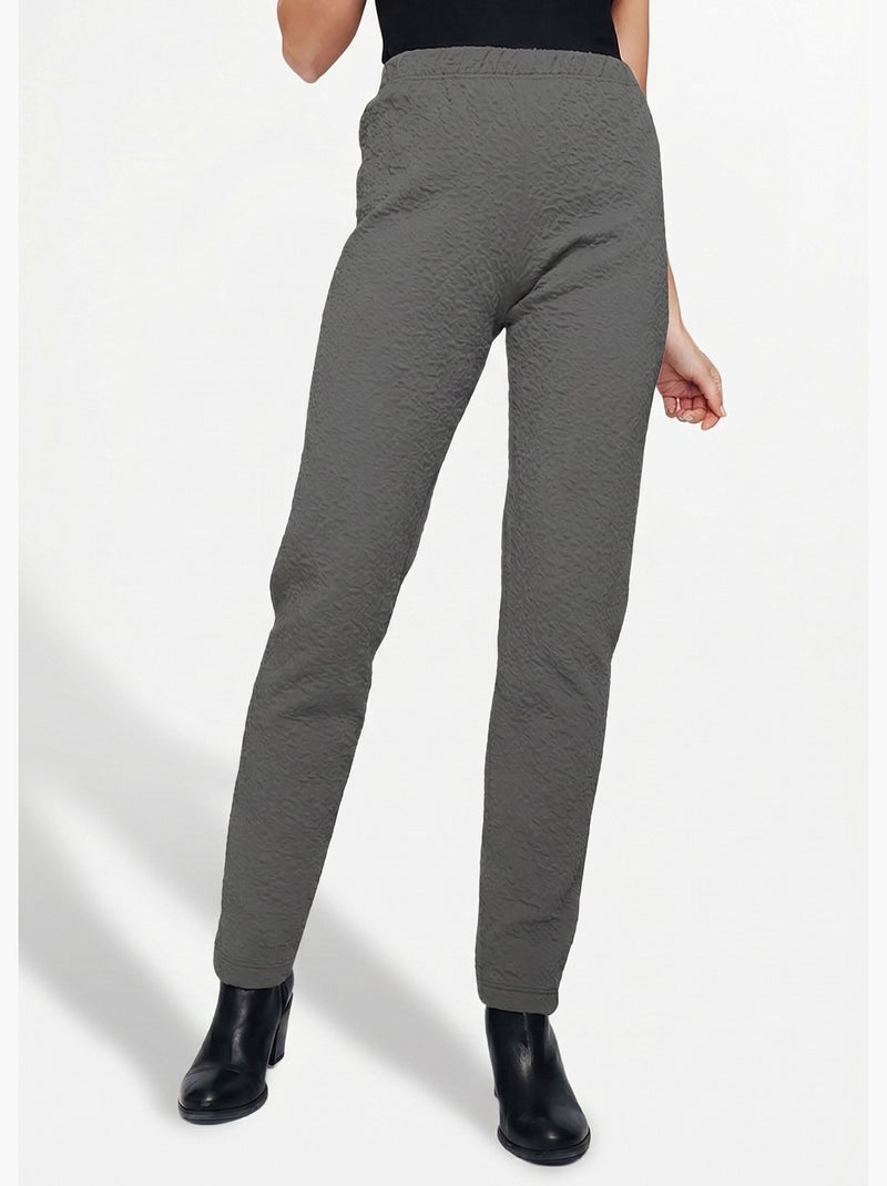 Legging taille élastiquée extensible uni ou bicolore - Afibel Gris - Kiabi