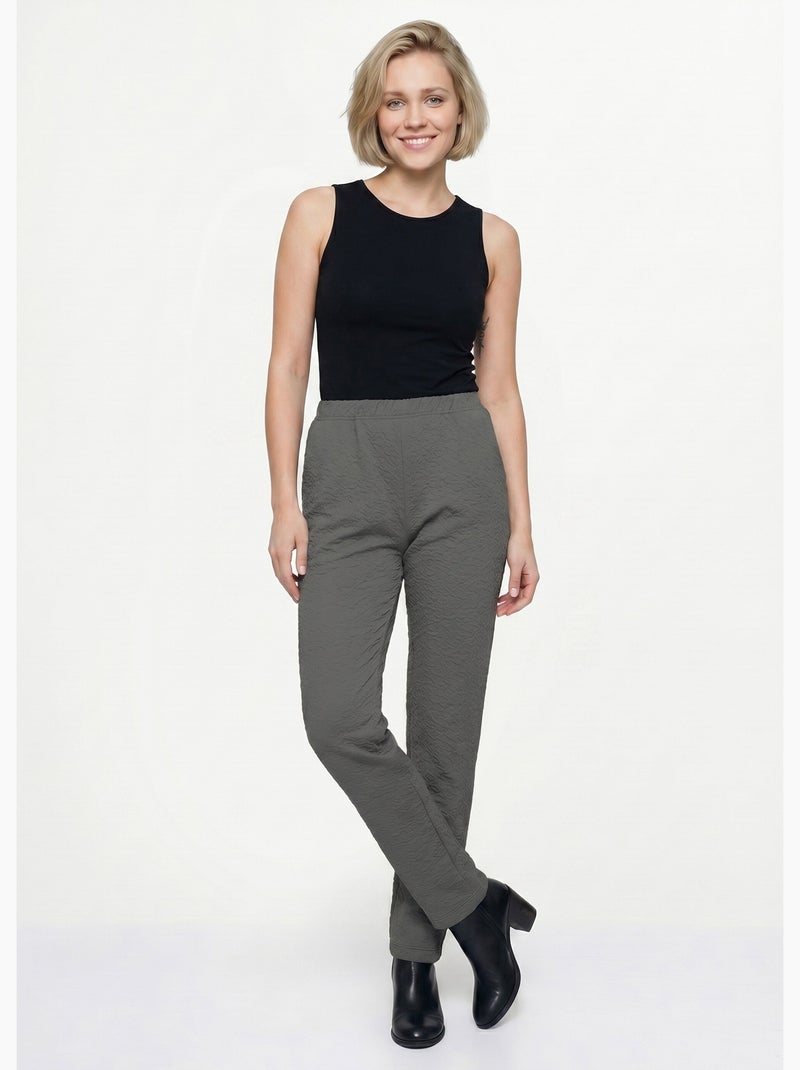 Legging taille élastiquée extensible uni ou bicolore - Afibel Gris - Kiabi