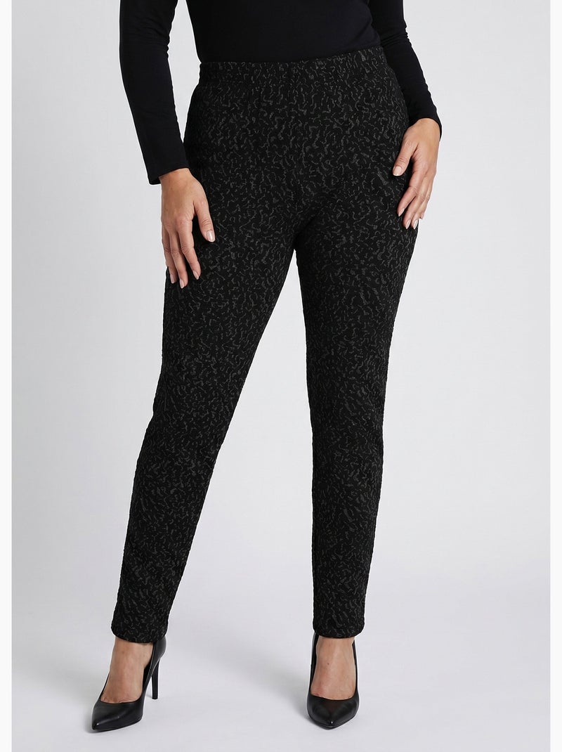 Legging taille élastiquée extensible uni ou bicolore - Afibel Gris Noir - Kiabi