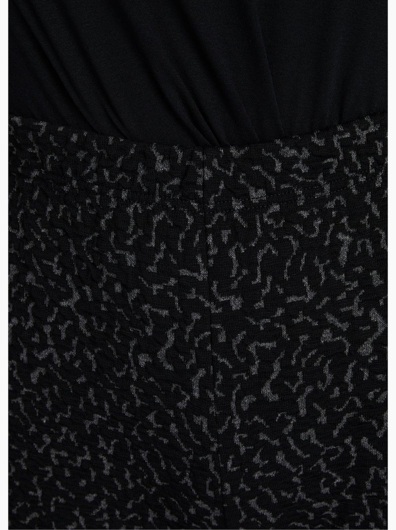Legging taille élastiquée extensible uni ou bicolore - Afibel Gris Noir - Kiabi