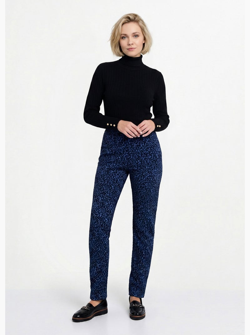 Legging taille élastiquée extensible uni ou bicolore - Afibel Indigo - Kiabi
