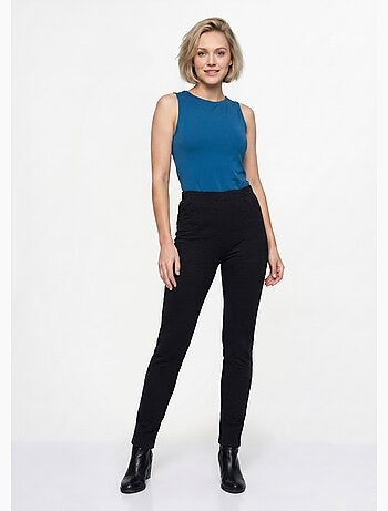 Legging taille élastiquée extensible uni ou bicolore - Afibel