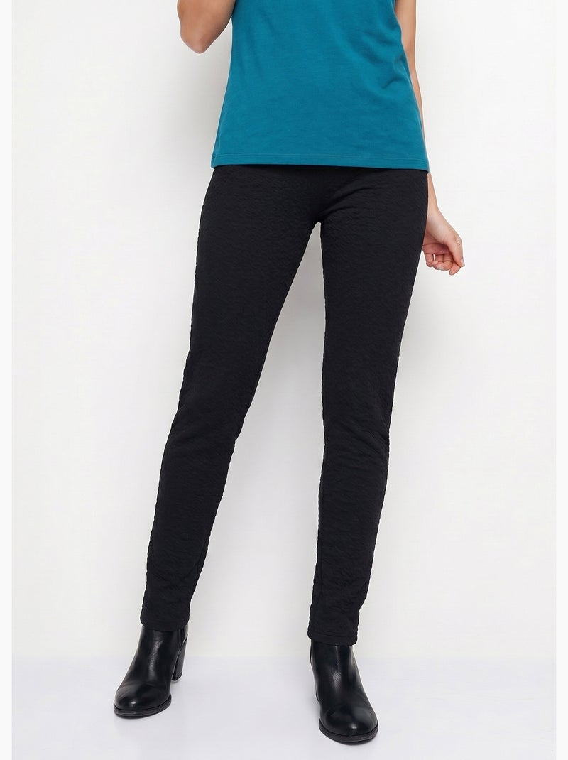 Legging taille élastiquée extensible uni ou bicolore - Afibel Noir - Kiabi