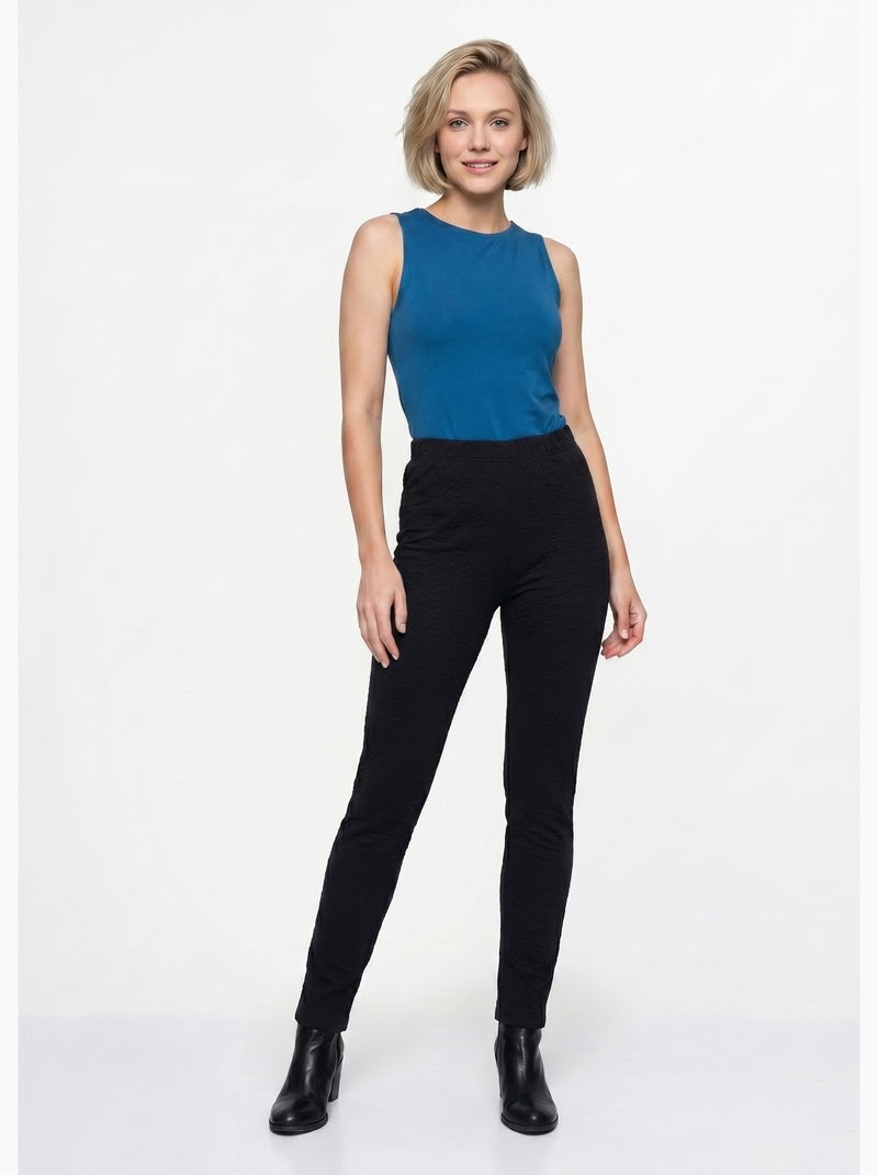 Legging taille élastiquée extensible uni ou bicolore - Afibel Noir - Kiabi