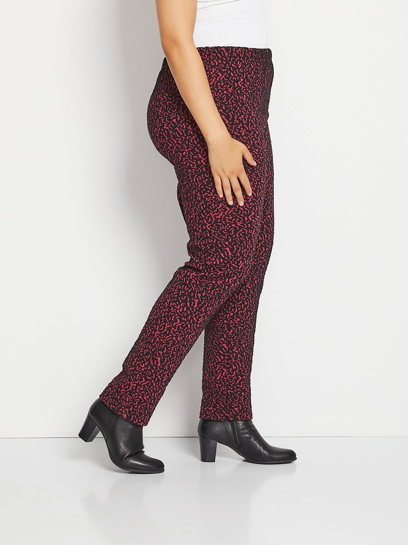 Legging taille élastiquée extensible uni ou bicolore - Afibel Rouge - Kiabi