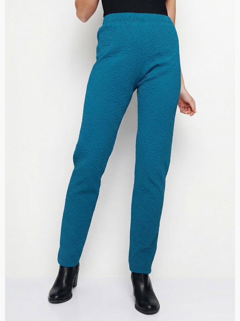 Legging taille élastiquée extensible uni ou bicolore - Afibel Vert - Kiabi