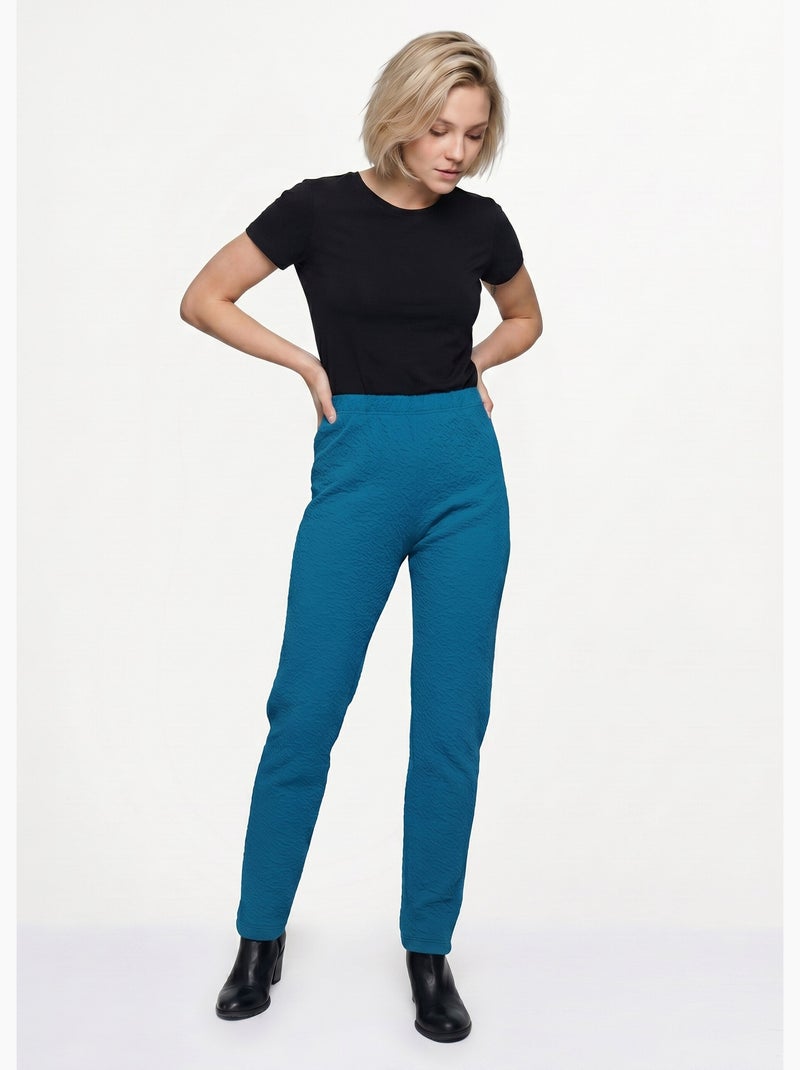 Legging taille élastiquée extensible uni ou bicolore - Afibel Vert - Kiabi