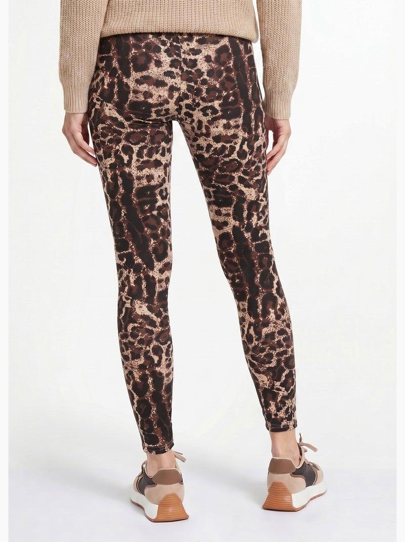 Legging taille élastiquée jacquard peau de bête - Afibel Beige/Noir - Kiabi
