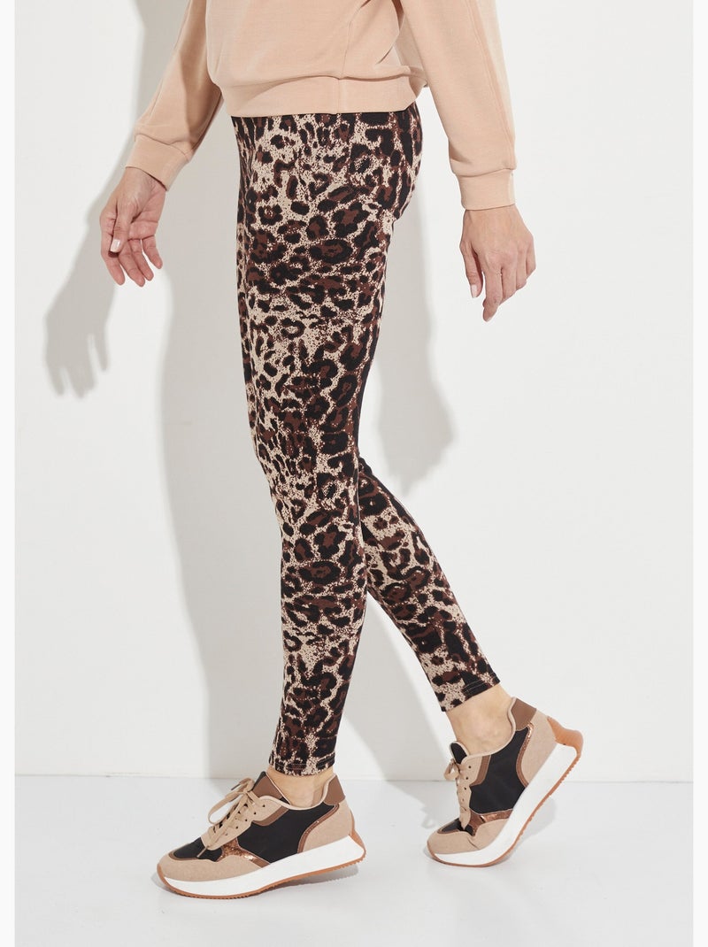 Legging taille élastiquée jacquard peau de bête - Afibel Beige/Noir - Kiabi